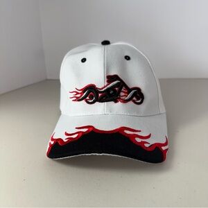 Motorcycle Flames White Baseball Cap Hat - Adjustable